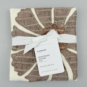 Pottery Barn Montrose Suzani Sham Standard Cream Embroidered Floral Cover 26x20